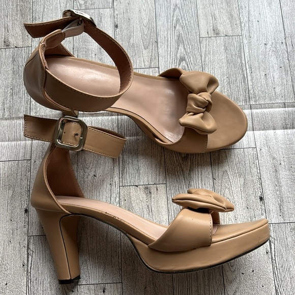 Bow Knot High-Heeled Platform Sandals Buckle Thick Heel Sole women’s 10 (40) - Picture 8 of 14